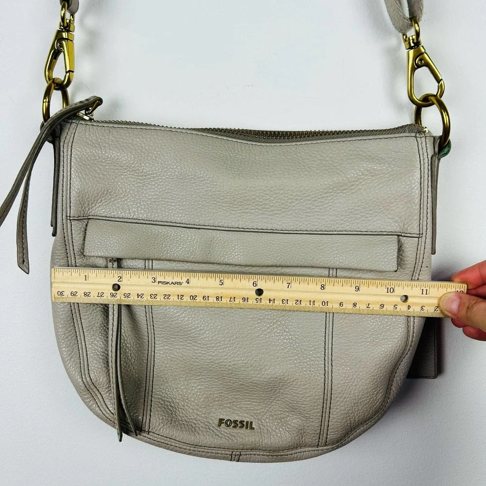 Fossil Gray Leather Crossbody Purse